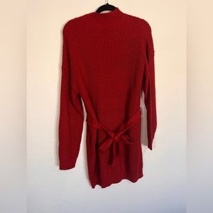 VTSGN Red High Neck Above Knee Dress Long Sleeve Size L